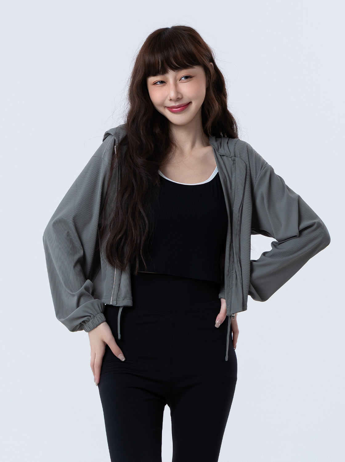 【期間限定】夏日極涼爽坑條連帽外套