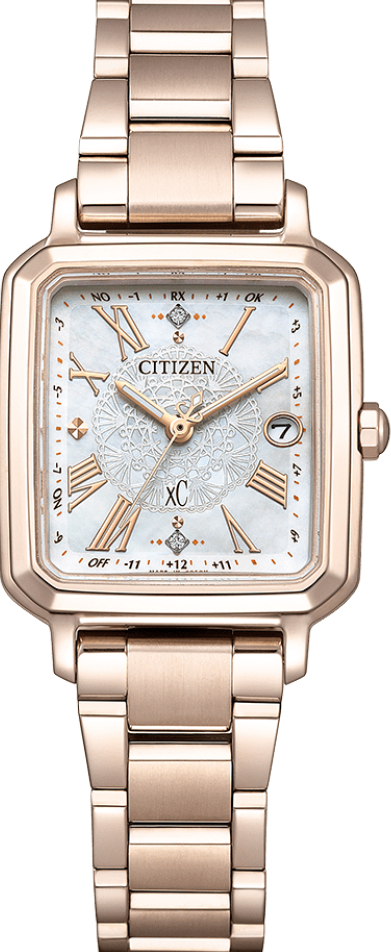 萬年鐘錶 - Citizen 星辰錶 XC  限量版櫻花粉鈦金屬附皮錶帶套組光動能電波女錶 ES9506-54N   錶徑25MM