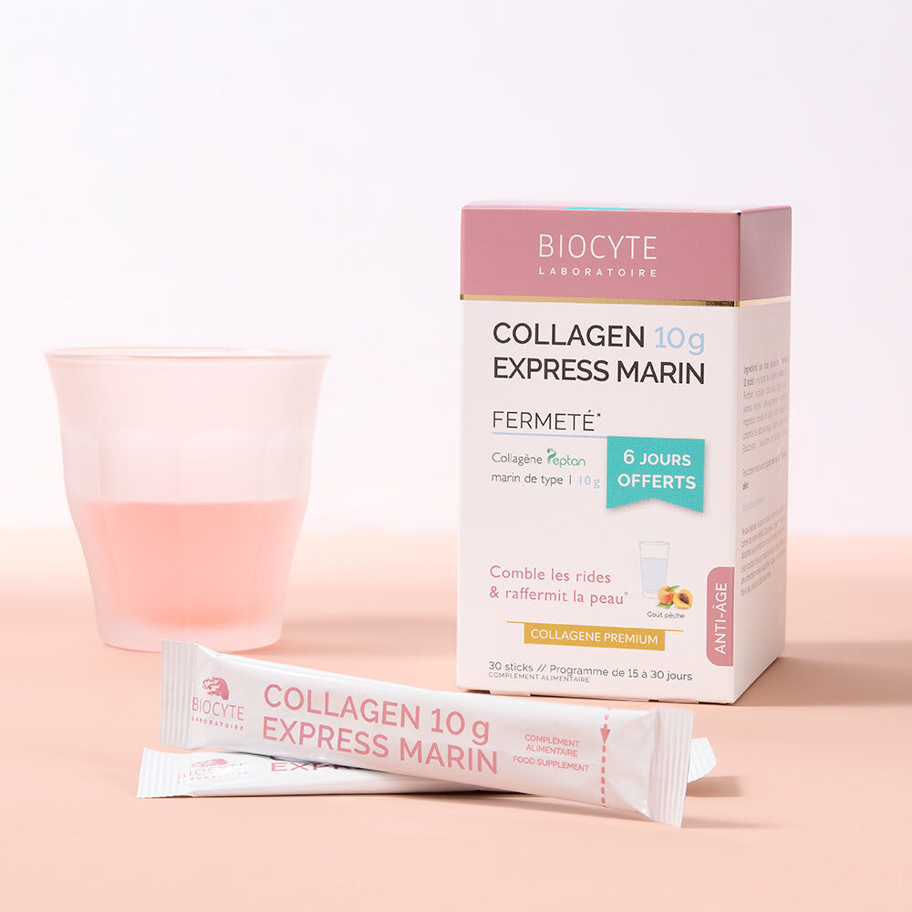法國  BIOCYTE 碧維斯  【膠原蛋白飲 Max 】水蜜桃口味 30包/盒【正品 】 填充皺紋 緊緻肌膚 MARINE EXPRESS COLLAGEN PACK