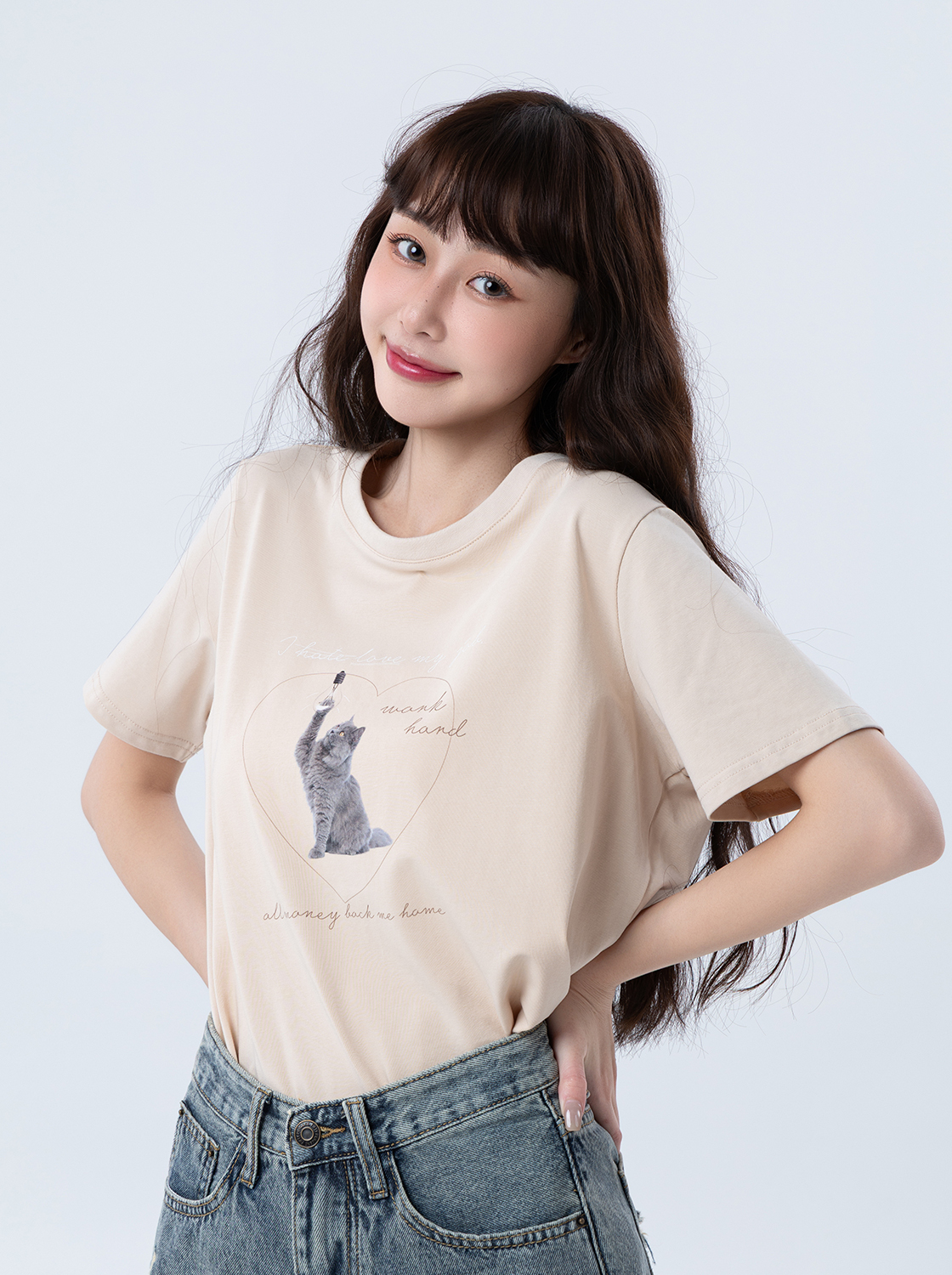 小貓手繪短袖上衣