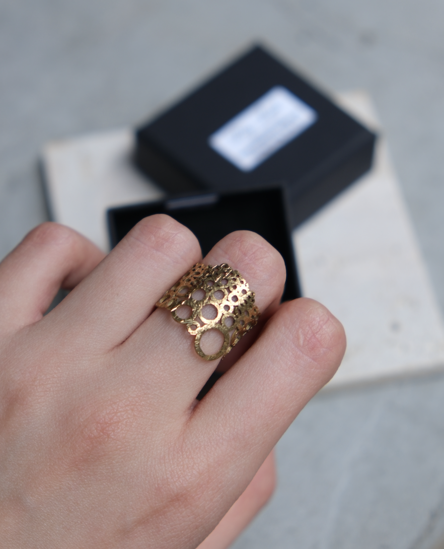 [Big Land] 鏤空雕花戒指戒指 | 黃銅 | NO.384