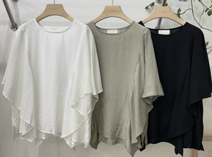 YD012 CASH 層次感大荷葉蝙蝠袖上衣