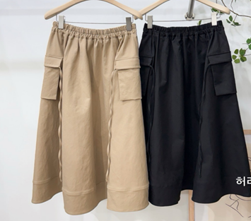 YD014 CASH 雙袋A字工裝款長裙