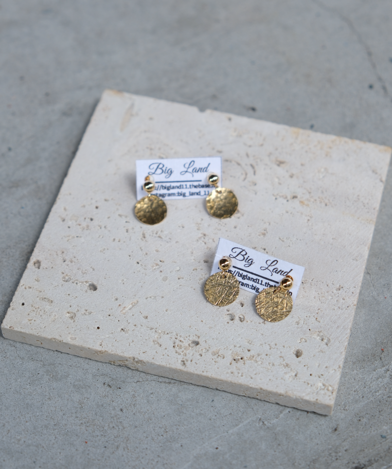 [Big Land] 黃銅圓片耳環 | 醫療鋼耳針 | NO.386