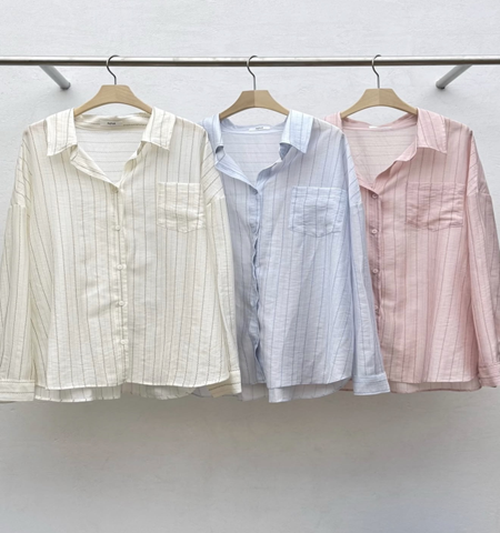 YD023 REFRESH 暗直紋透氣薄襯衫