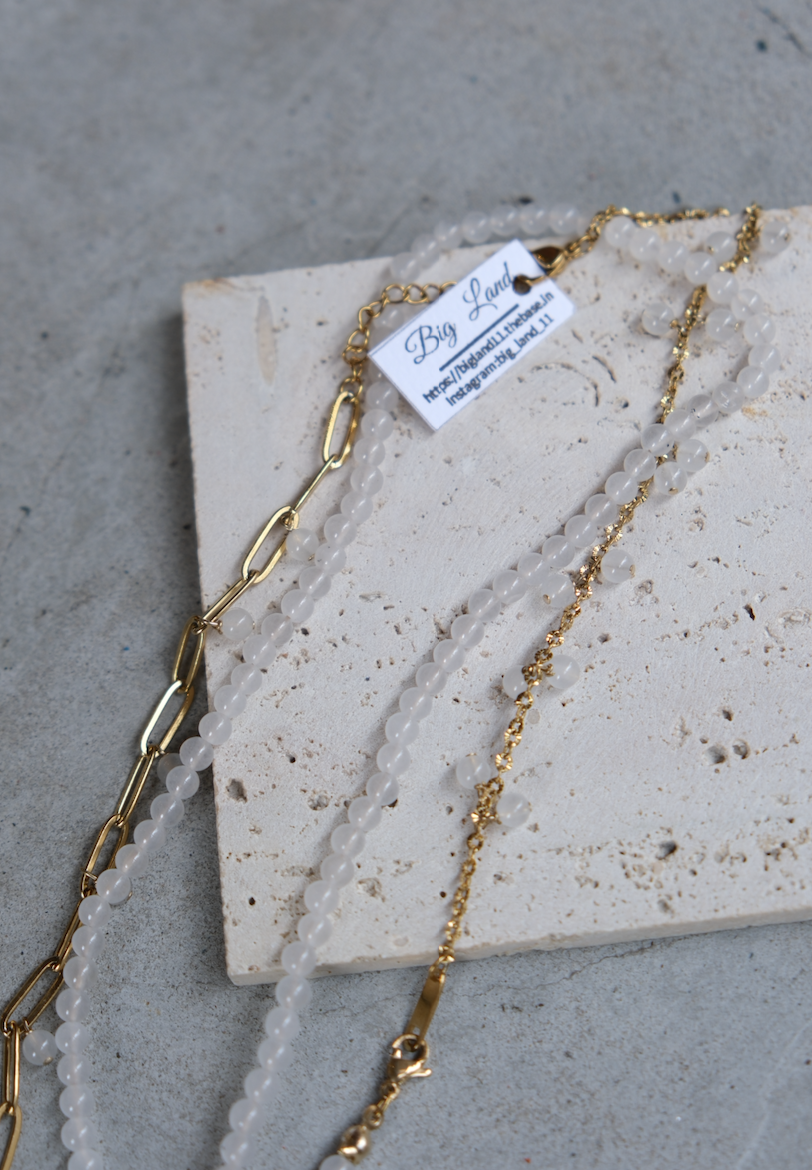 [Big Land] 白櫻串珠項鍊 | 醫療鋼 | NO.392