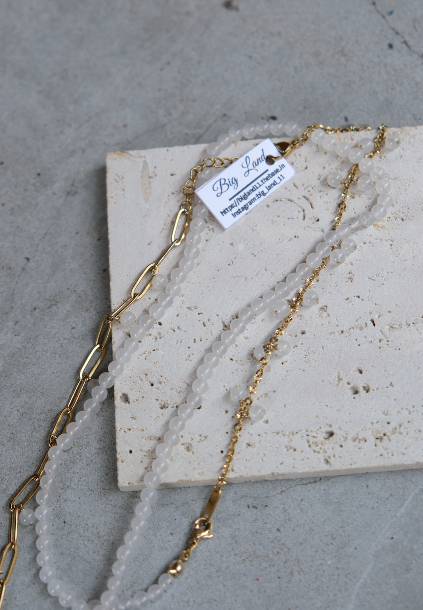 [Big Land] 白櫻串珠項鍊 | 醫療鋼 | NO.392