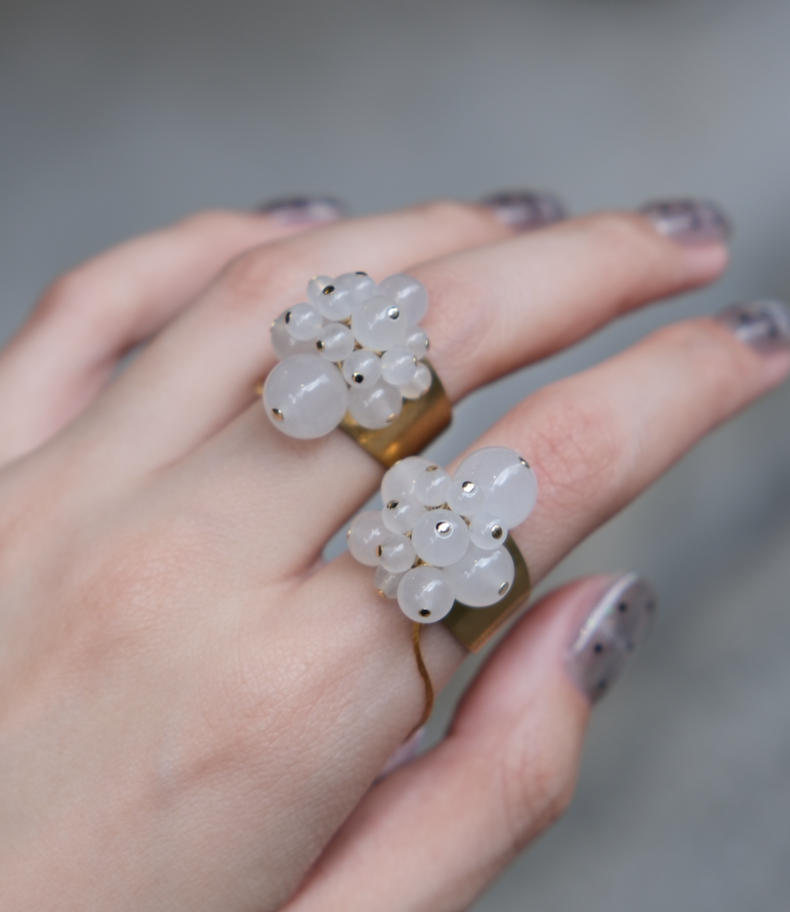 [Big Land] 白櫻玉石戒指 | NO.393