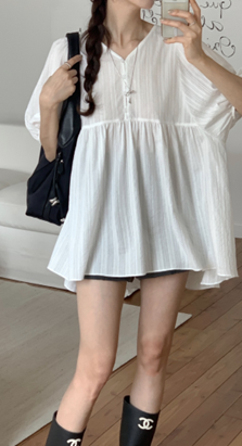 YD032 REFRESH 傭懶風泡泡袖娃娃裙上衣