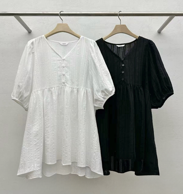 YD032 REFRESH 傭懶風泡泡袖娃娃裙上衣