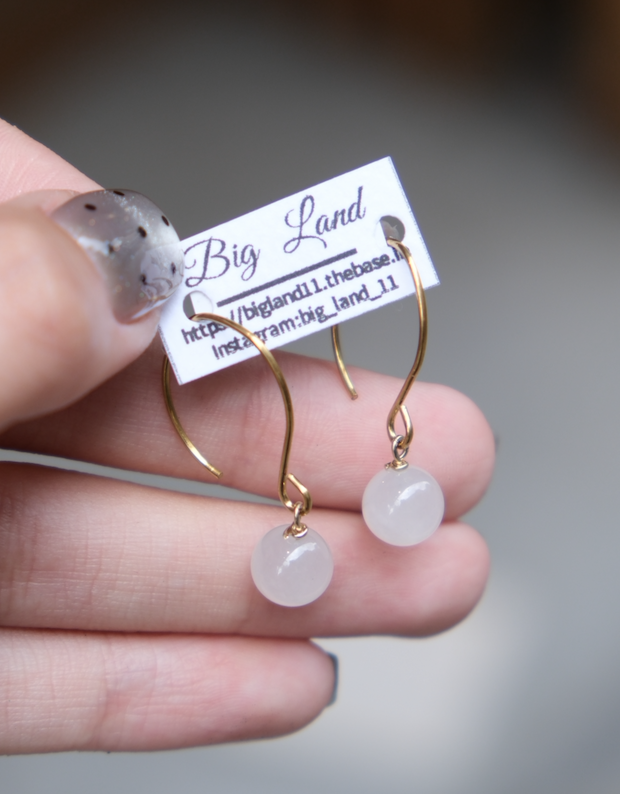 [Big Land] 白櫻玉石流線耳環 | 不鏽鋼 | 耳針 | NO.396