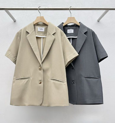 YD035 REFRESH 反領2粒扣 短袖薄西裝款外套