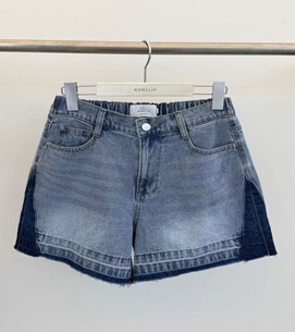 YD039 non-clip 半橡筋修身洗水設計短牛