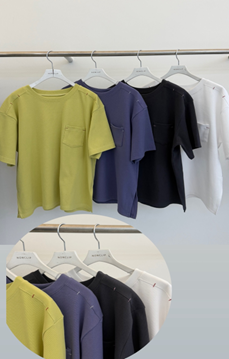 YD042 non-clip Maison車線風 簡約口袋TEE