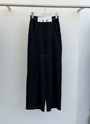 YD048 non-clip 特別褲頭西裝褲設計長褲 黑色