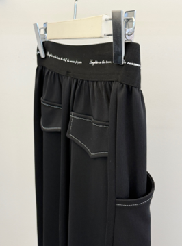 YD048 non-clip 特別褲頭西裝褲設計長褲 黑色