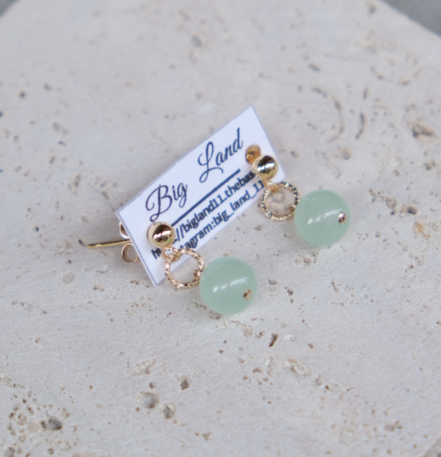 [Big Land] 綠玉石耳環 | 醫療鋼 | 耳針 | NO.403