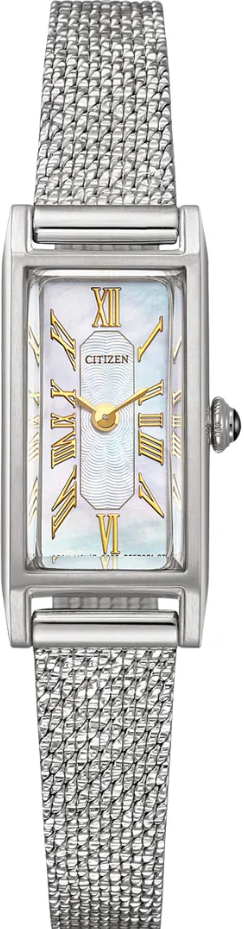 萬年鐘錶 - Citizen 星辰錶 限量方形復古光動能女錶(附贈皮錶帶一條) EG7040-74D 錶徑14.3MM