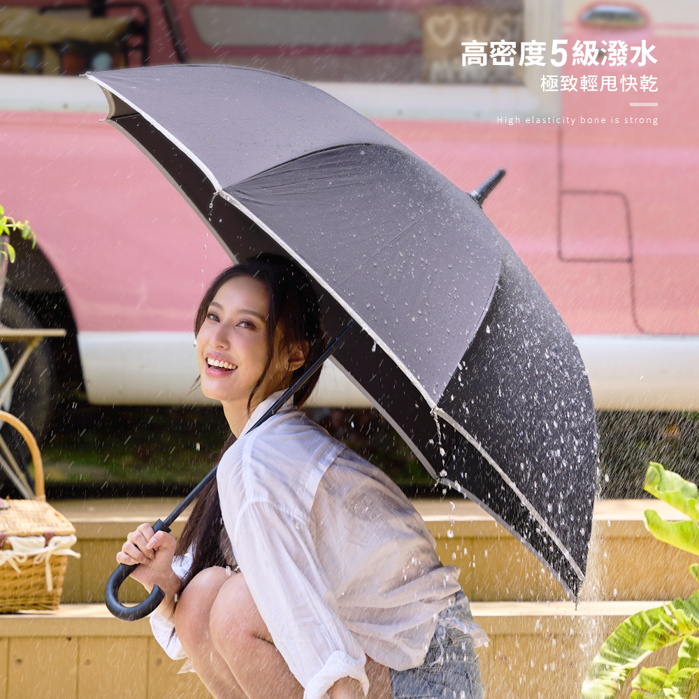雨之情大大防雷擊反光直傘採用高密度5級撥水布料，極致輕甩快乾，防雷擊且抗強風的機能雨傘。
