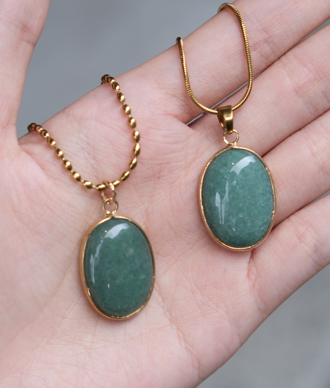 [Big Land] 綠東陵石項鍊 | 不鏽鋼 | | NO.407