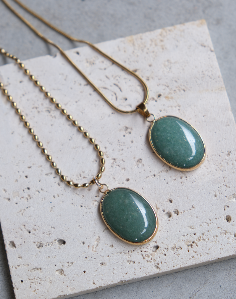 [Big Land] 綠東陵石項鍊 | 不鏽鋼 | | NO.407