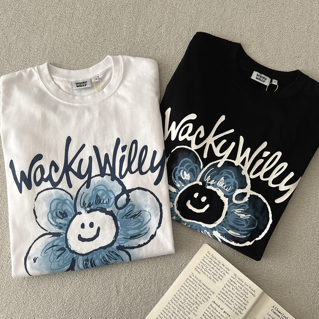 （現貨）韓牌 Wacky willy 水藍小花款 短T WA2502ST06