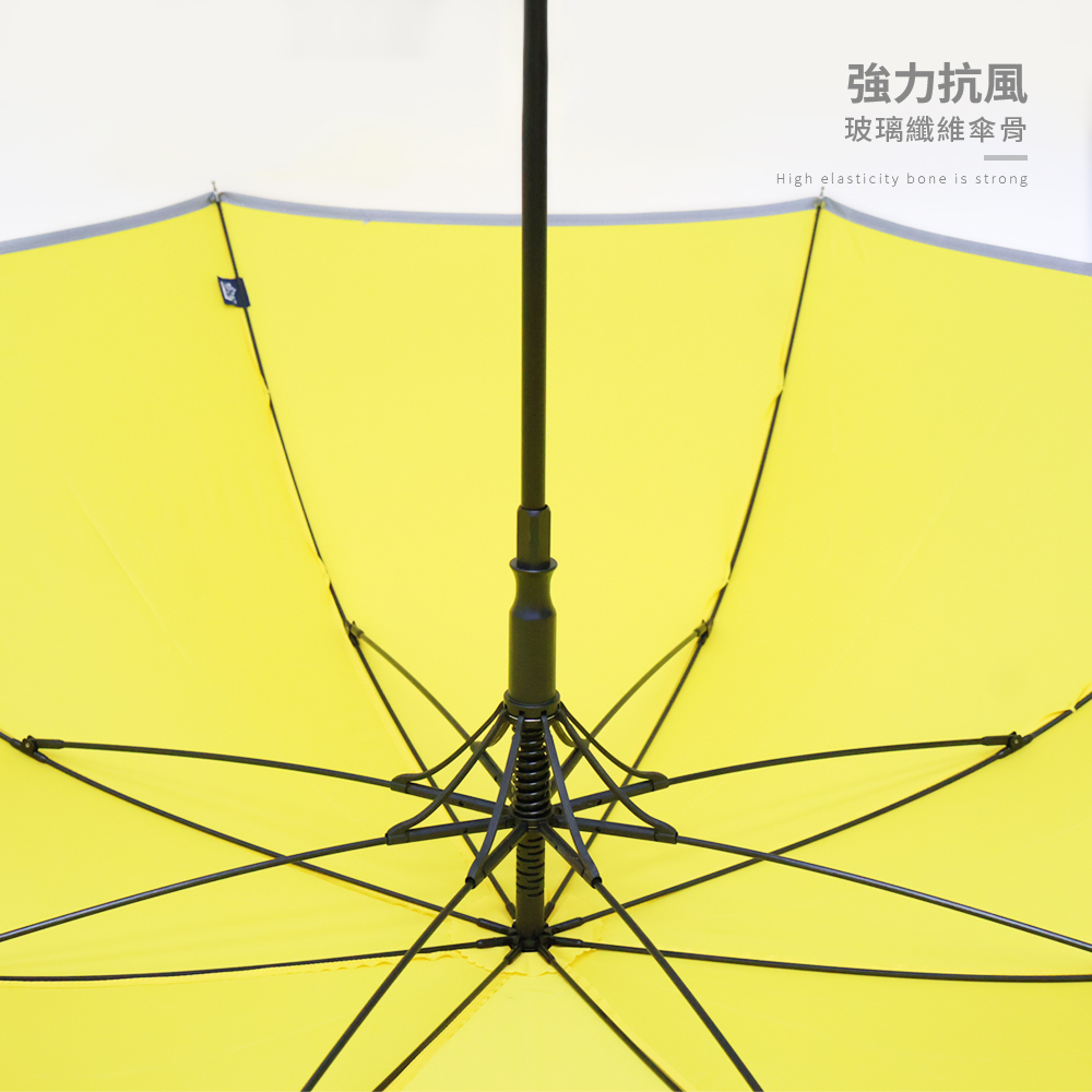 雨之情大大防雷擊反光直傘強力抗風,玻璃纖維傘骨結構,具備高彈性的耐用雨傘。