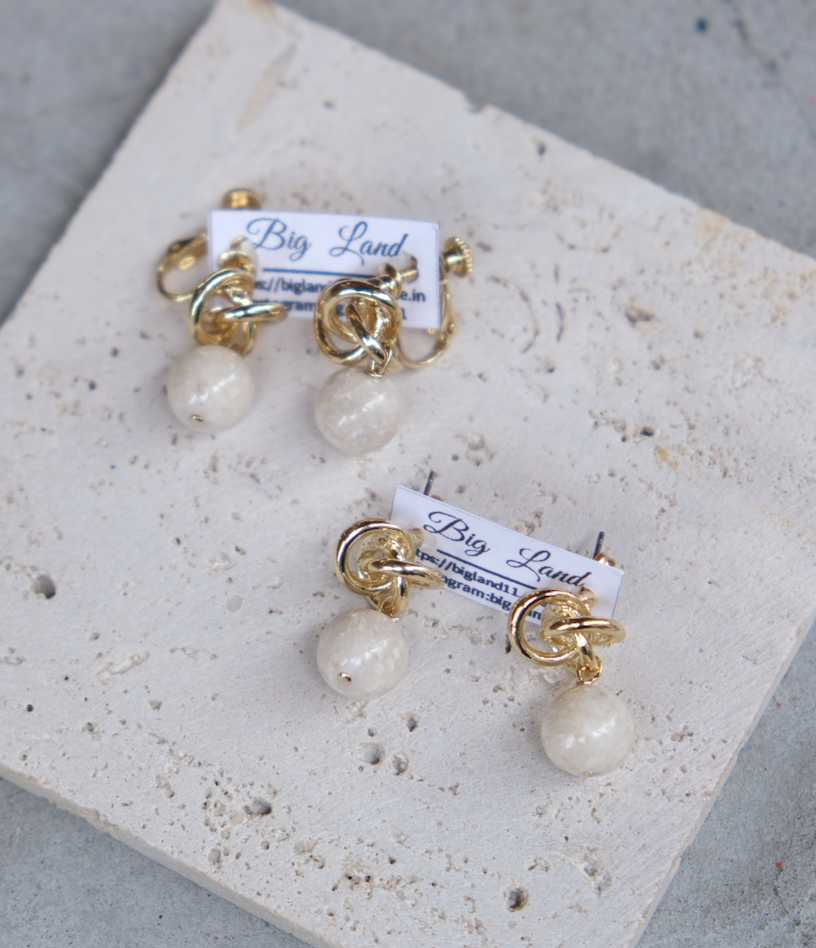 [Big Land] 河流石耳環 | 鈦 | 耳針 | NO.410