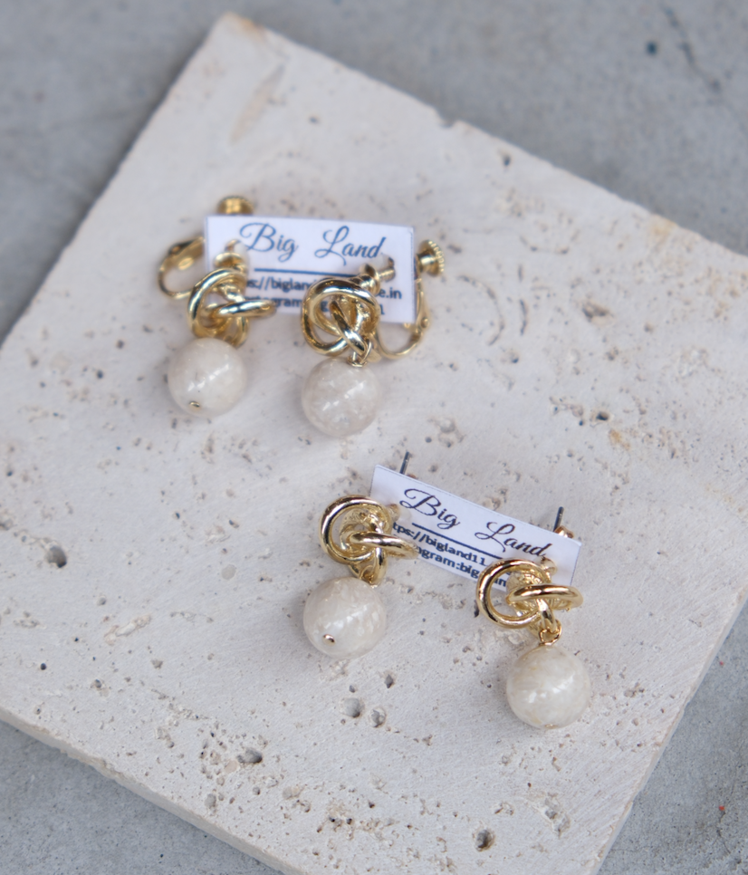 [Big Land] 河流石耳環 | 鈦 | 耳夾 | NO.410