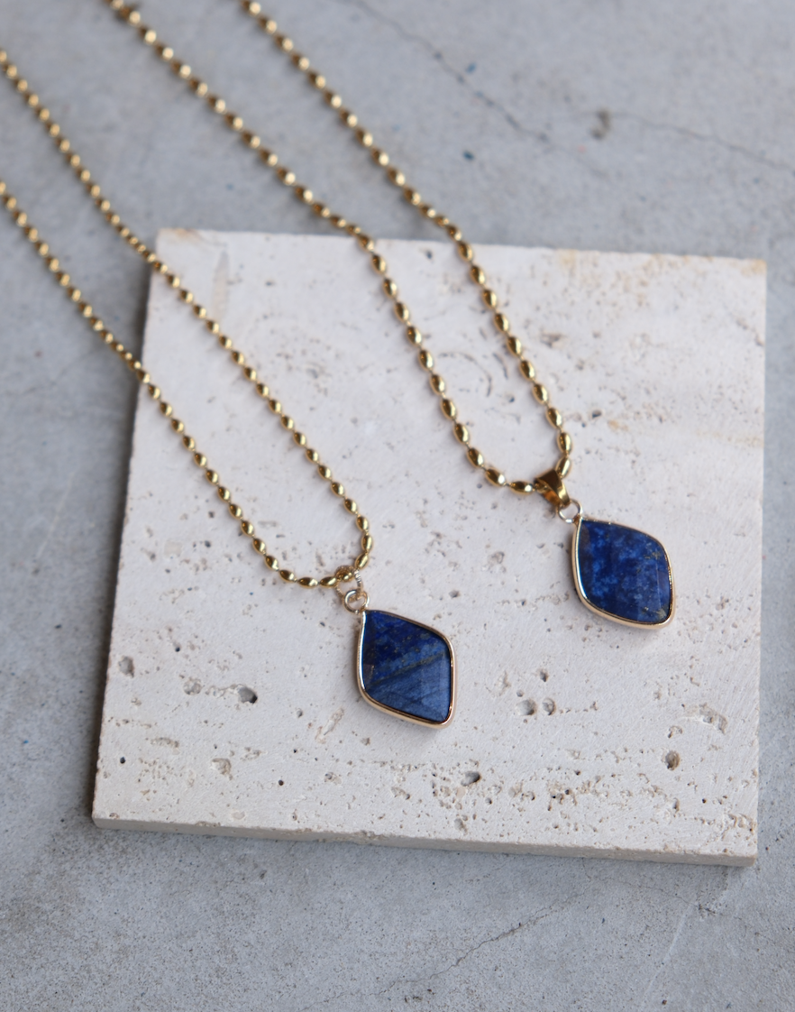 [Big Land] 菱形青金石項鍊 | 不鏽鋼 | NO.412