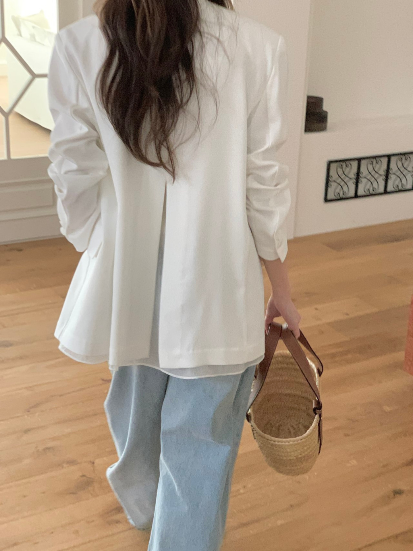 Oaklyn 層次感無領西裝外套   [ 2色 / Free ]