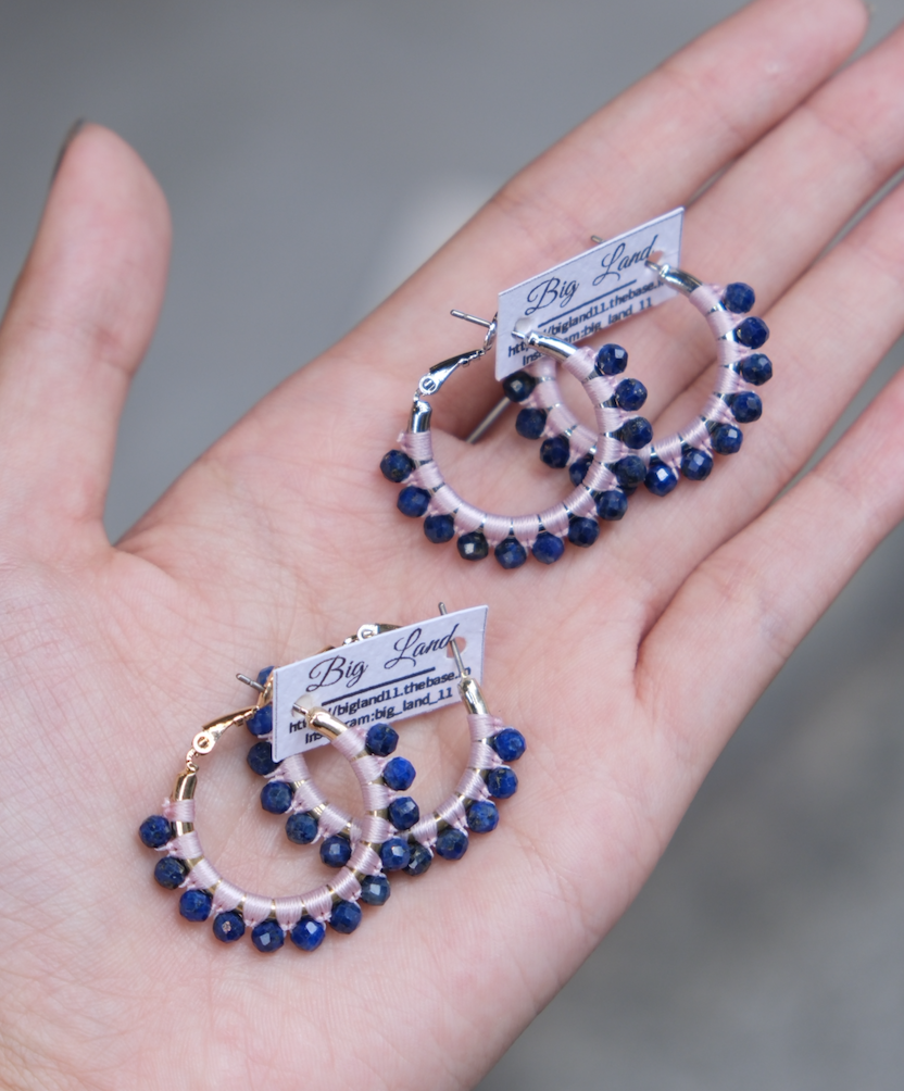 [Big Land] 青金石耳環 | 鈦 | 耳針 | NO.414