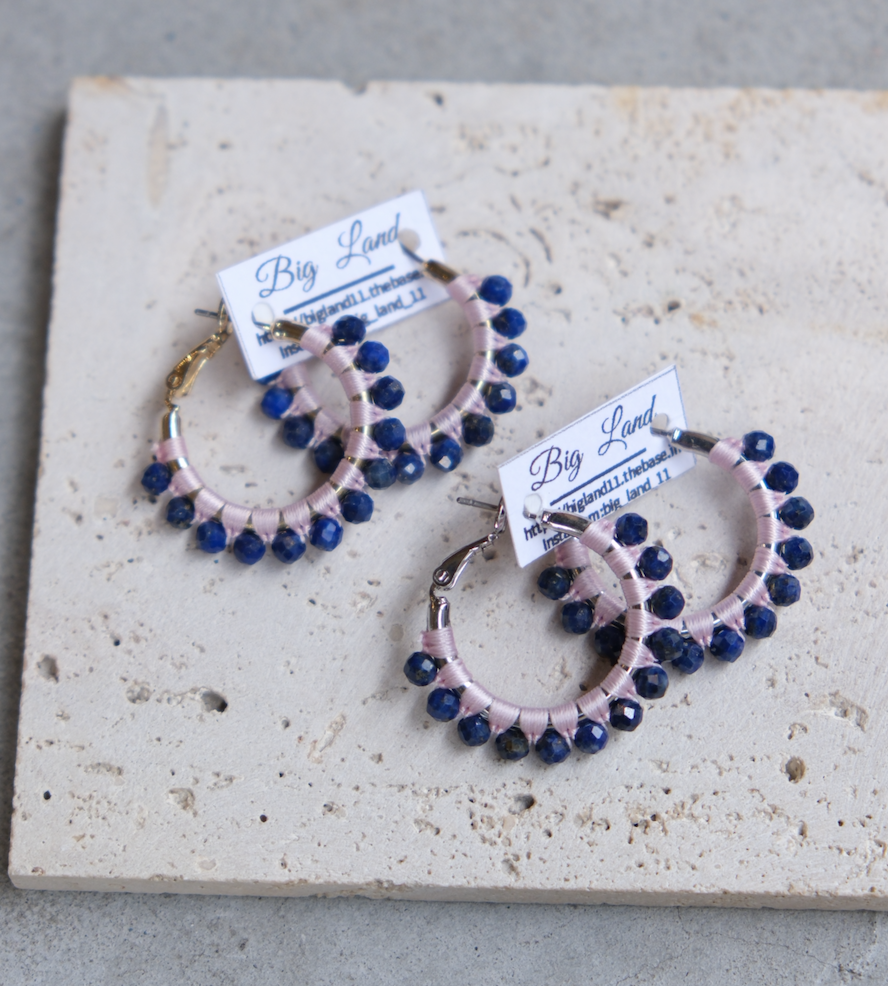 [Big Land] 青金石耳環 | 鈦 | 耳針 | NO.414