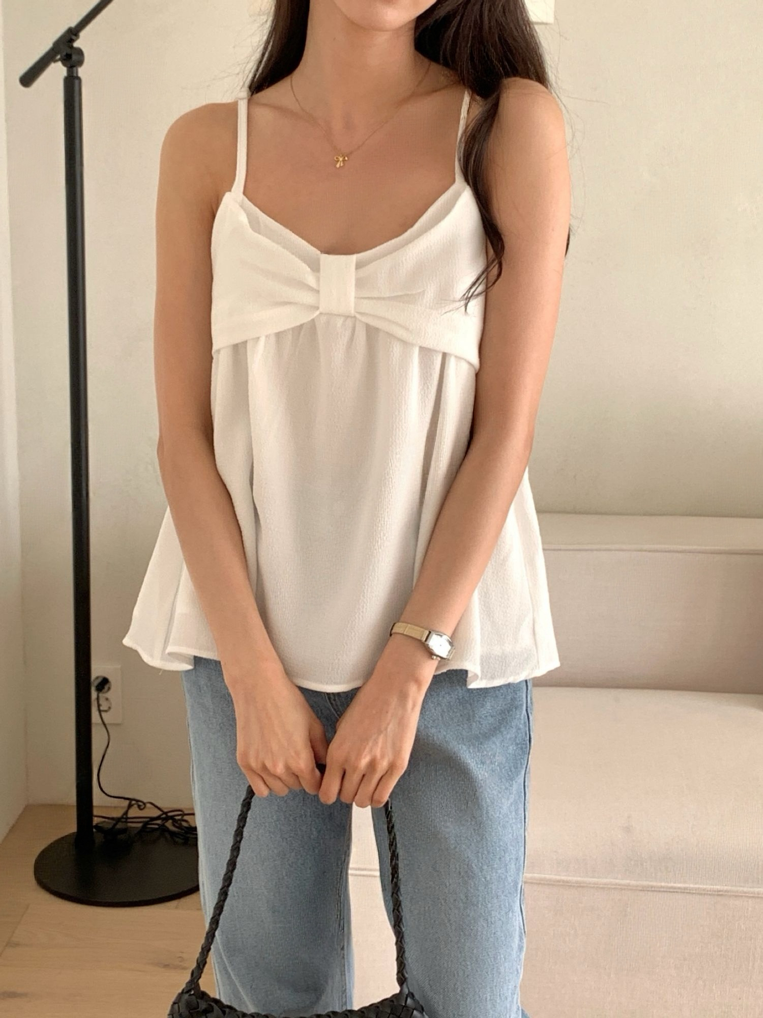 Delilah 甜心蝴蝶結細肩背心 [ 3色 / Free ]