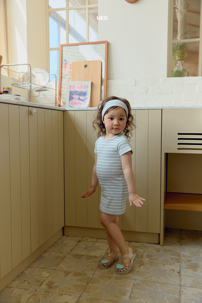 正韓夏UEO 兩色馬卡龍條紋洋裝