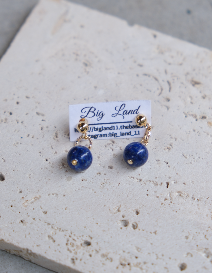 [Big Land] 青金石耳環 | 醫療鋼 | 耳針 | NO.417