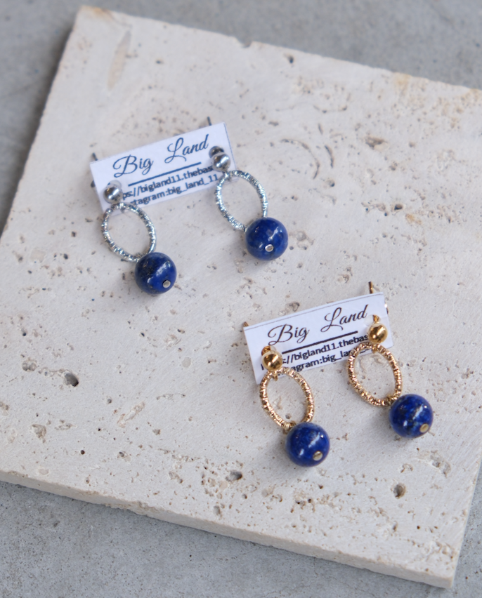 [Big Land] 青金石單環耳環 | 醫療鋼 | 耳針 | NO.418