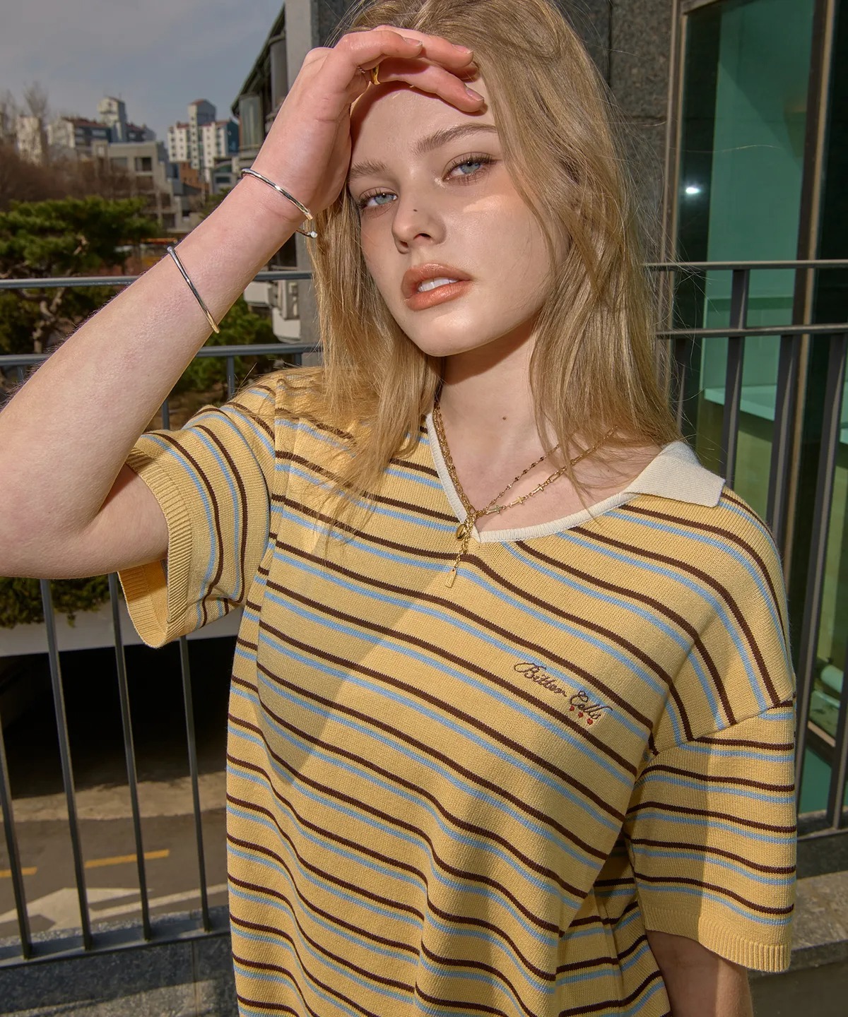 BITTER CELLS Millie Stripe Collar Knit