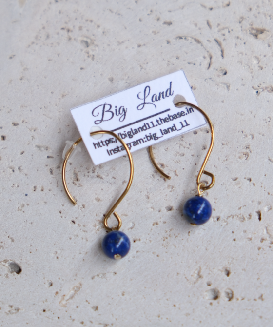 [Big Land] 青金石流線耳環 | 不鏽鋼耳針 | NO.420