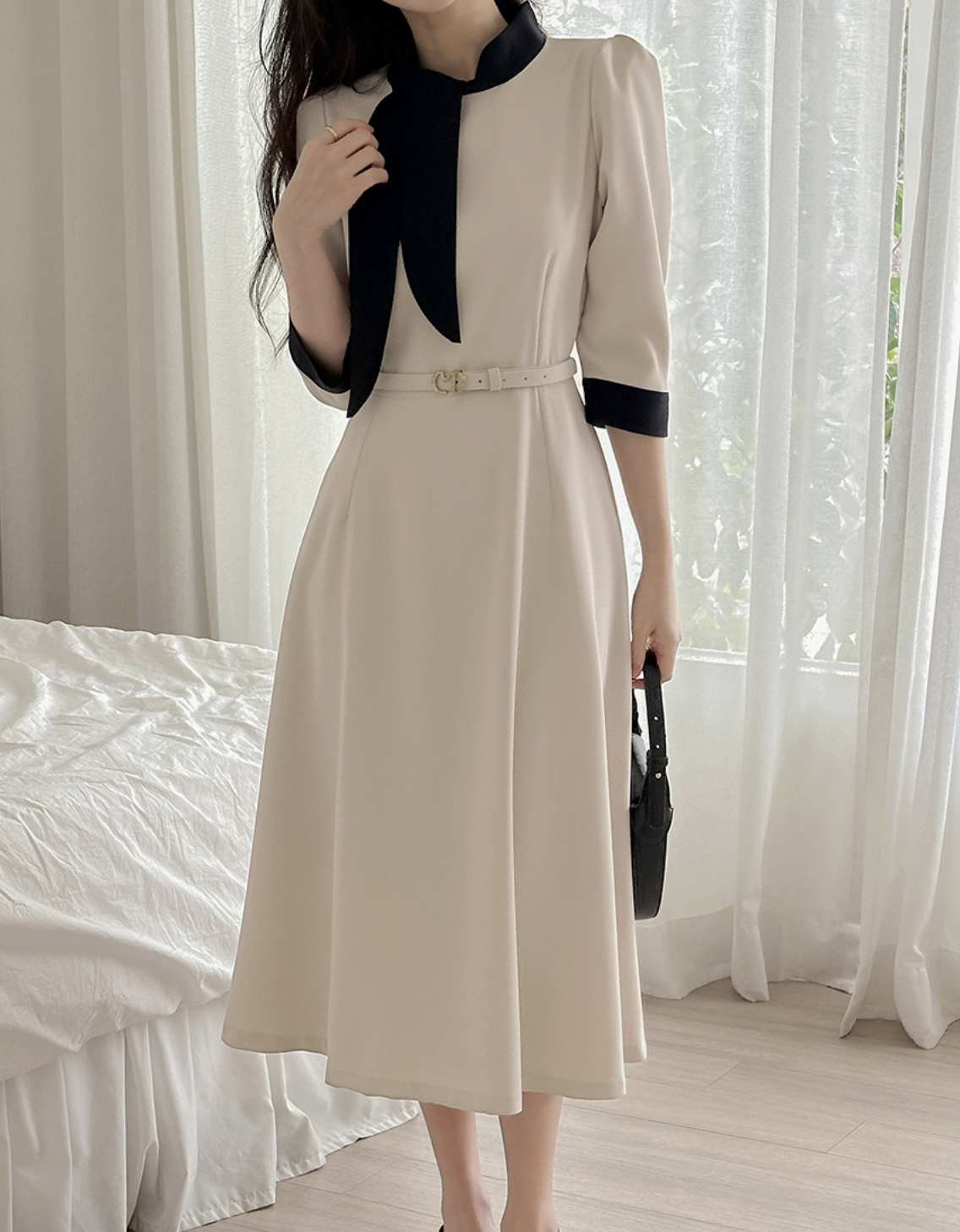 Deirdre 領巾撞色A字洋裝  (春夏版) [ 2色 / S,M]