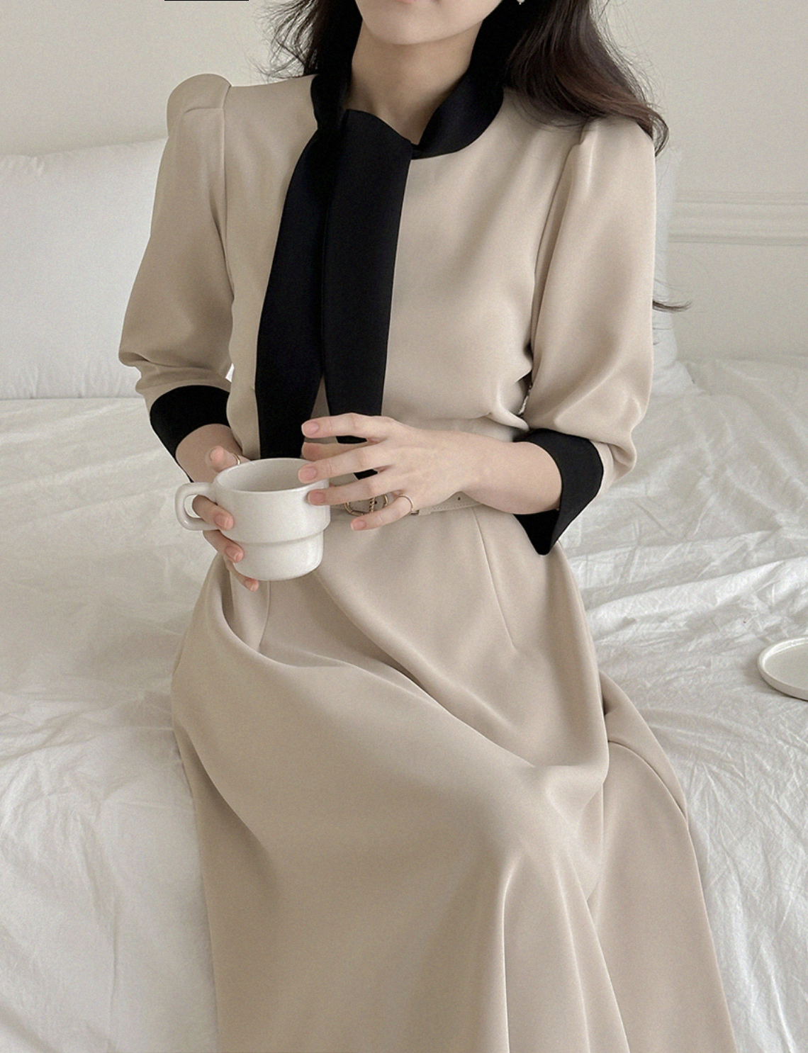 Deirdre 領巾撞色A字洋裝  (春夏版) [ 2色 / S,M]