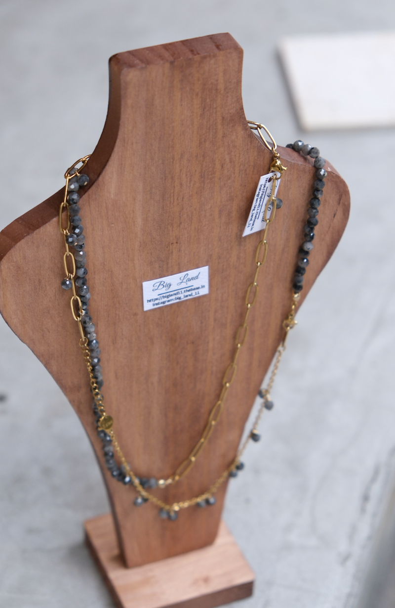 [Big Land] 拉長石串珠項鍊 | 不鏽鋼 | NO.426