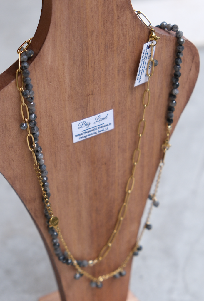 [Big Land] 拉長石串珠項鍊 | 不鏽鋼 | NO.426