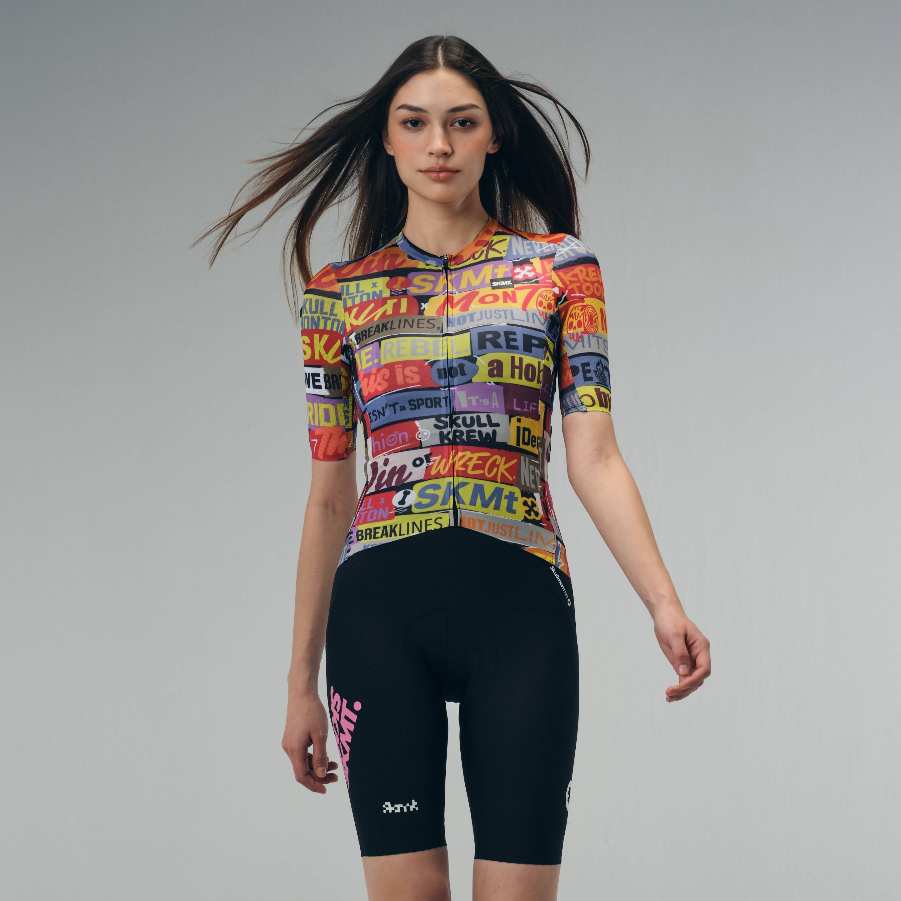 貼紙炸彈彩色女款短車衣