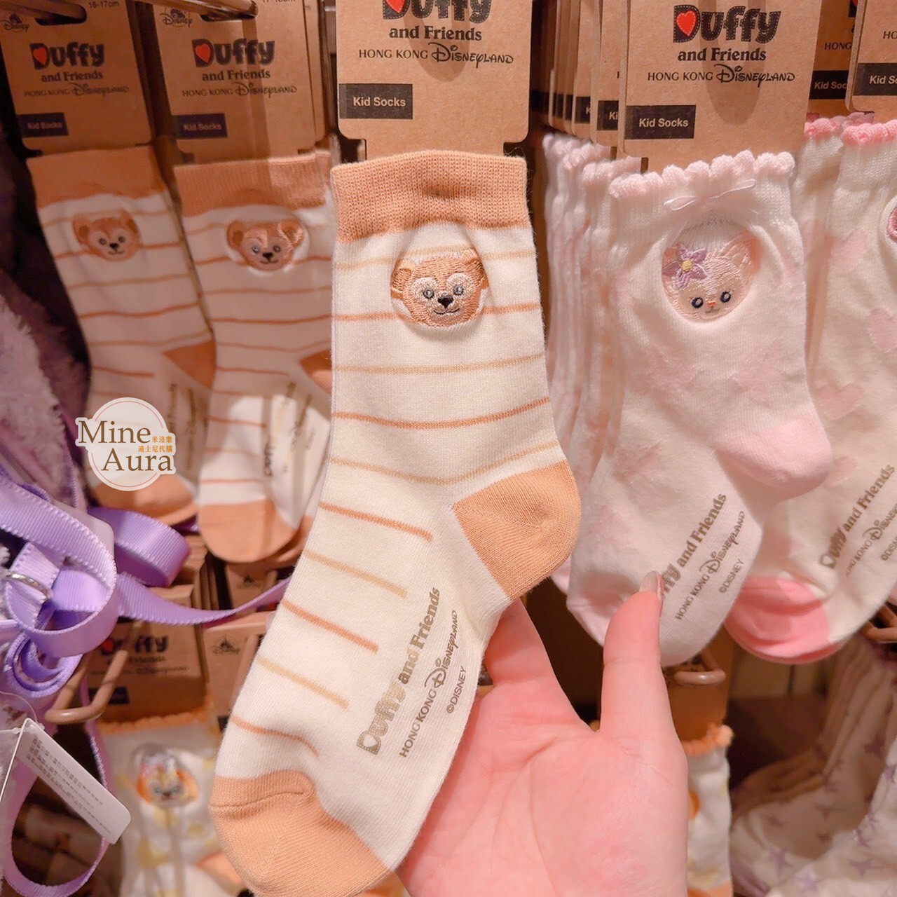 達菲 Duffy 刺繡大頭 圖案 兒童襪 襪子 -香港迪士尼樂園