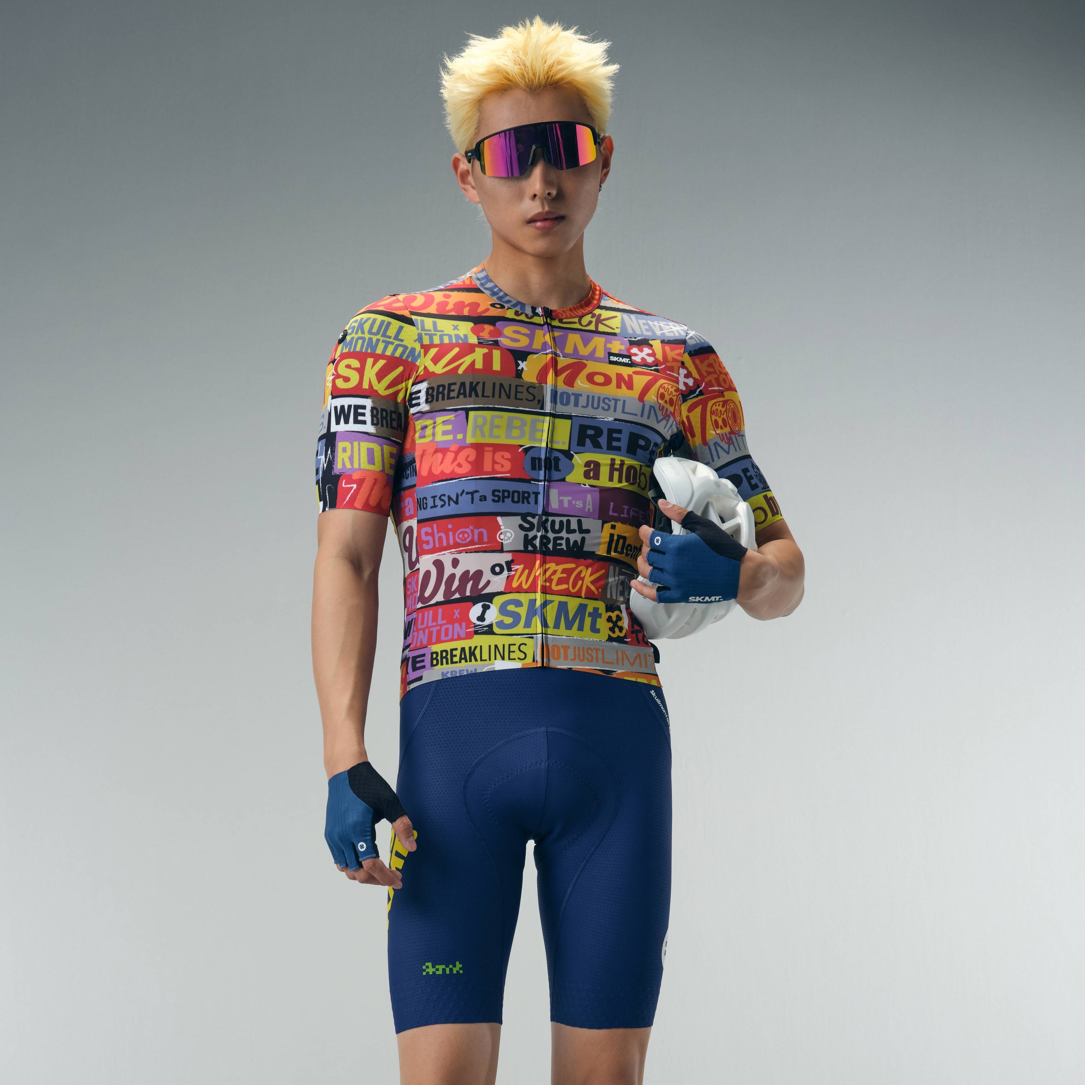 貼紙炸彈彩色男款短車衣