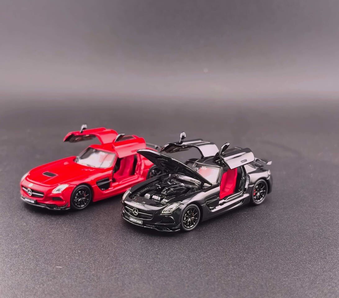 PO-$180 * FINE WORKS * 1:64 MERCEDES BENZ SLS AMG BLACK SERIES RED