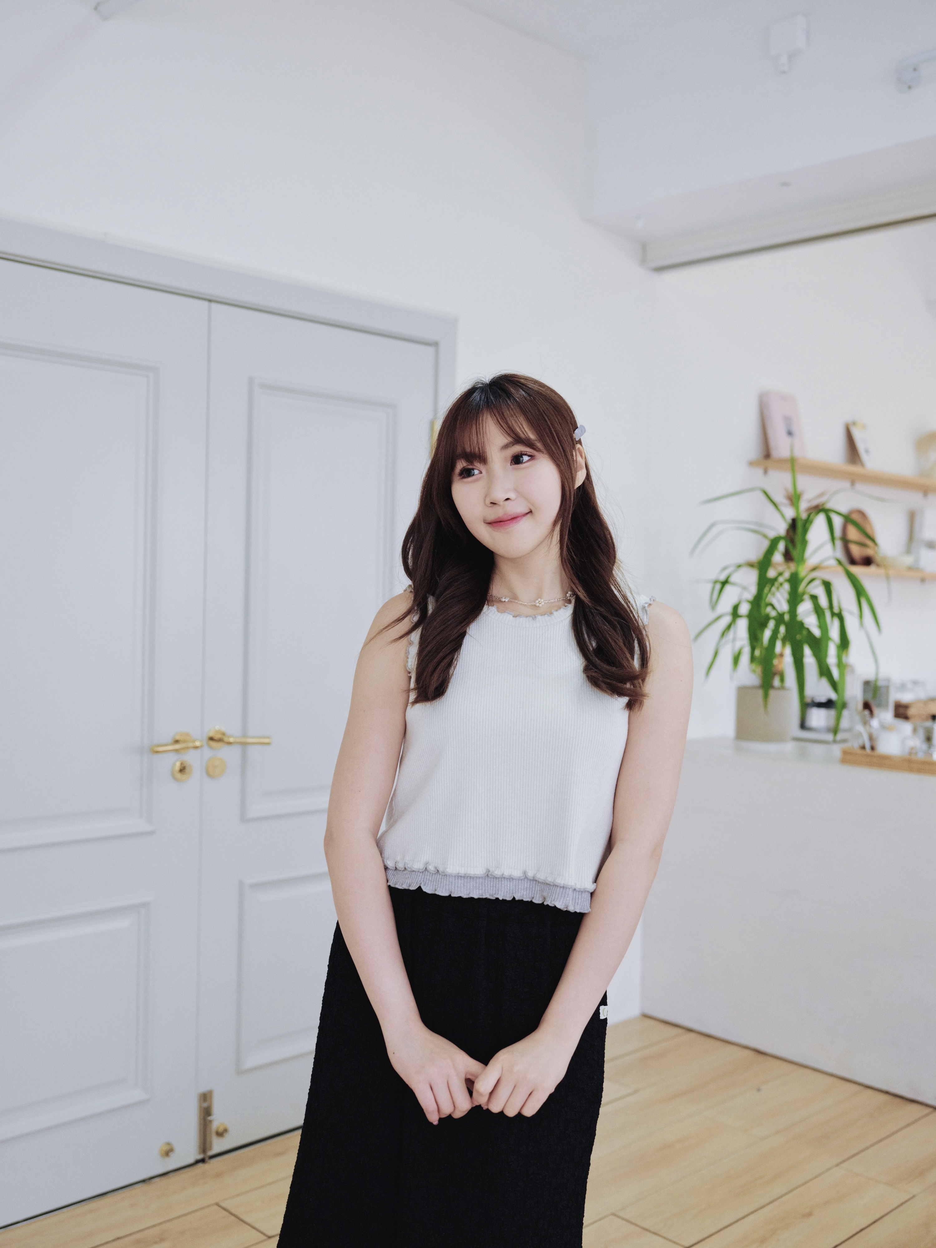 兩色 / 微閃雙層拼色滾邊背心 / Layered Contrast Trim Lurex Tank Top