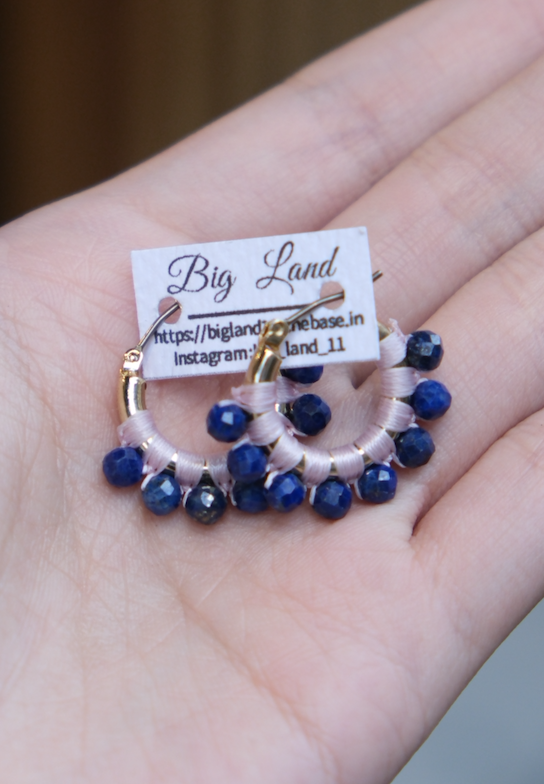 [Big Land] 青金石圓耳環 | 鈦 | 耳針 | NO.440