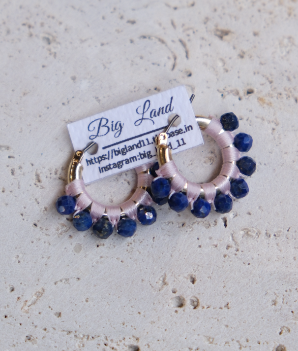 [Big Land] 青金石圓耳環 | 鈦 | 耳針 | NO.440